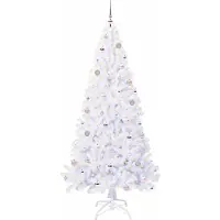 vidaXL Sapin de Noël artificiel avec 300 LED Blanc 210 cm PVC et Acier