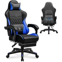 GTPLAYER Chaise de jeu , Gaming Chair, Chaise de bureau ergonomique réglable en hauteur, pratique pour l'hiver et l'été, avec double dossier avec repose-pieds