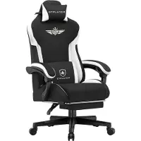 GTPLAYER Chaise de jeu , Chaise de jeu ergonomique en tissu avec soutien lombaire, Chaise PC avec dossier élargi, supporte jusqu'à 150 kg, BLK