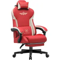 GTPLAYER Chaise de jeu , chaise de jeu ergonomique en similicuir avec soutien lombaire, chaise PC avec dossier élargi, supporte jusqu'à 150 kg,