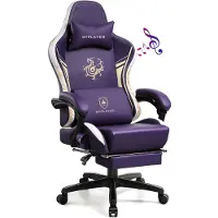 GTPLAYER Chaise de jeu Chaise de jeu avec haut-parleurs Bluetooth et repose-pieds, Dragon Series Chaise de bureau, fauteuil pivotant ergonomique, chaise d'ordinateur Violet