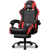 GTPLAYER Chaise gaming Chaise de bureau Chaise gaming ergonomique avec repose-pieds, appui-tête et soutien lombaire réglables, fauteuil gaming, rouge