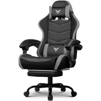 GTPLAYER Chaise gaming Chaise de bureau Chaise gaming ergonomique avec repose-pieds, appui-tête et soutien lombaire réglables, fauteuil gaming, gris