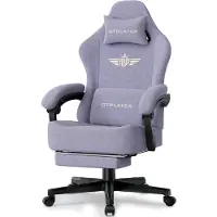 GTPLAYER Chaise de jeu Fauteuil de jeu ergonomique Chaise de bureau avec surface en tissu Coussin d'assise à ressorts, accoudoirs connectés, avec repose-pieds