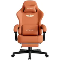 GTPLAYER Chaise de jeu Fauteuil de jeu ergonomique Chaise de bureau avec surface en tissu Coussin d'assise à ressorts, accoudoirs connectés, avec repose-pieds