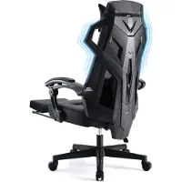 GTPLAYER Chaise de bureau ergonomique Chaise de gamer Chaise pivotante Appui-lordose réglable Appui-tête dorsal Fauteuil de direction avec accoudoirs de liaison Roues silencieuses noir
