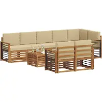vidaXL Ensemble de salon de jardin , 9 pièces, en polyester naturel et beige