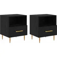 vidaXL Table de chevet 2 pcs Noir 40 x 35 x 47.5 cm Bois d'ingénierie