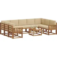 vidaXL Ensemble de salon de jardin 10 pièces, couleurs naturelles et beige