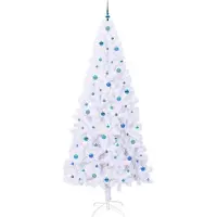 vidaXL Sapin de Noël artificiel avec 300 LED Blanc 240 cm PVC et Acier