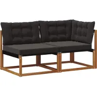 vidaXL Canapé d'extérieur central et d'angle avec 7 coussins, couleur naturelle