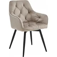 VBChome Chaise pivotante Salle à manger Velours Beige - Chaise rembourrée avec accoudoirs pivotant à 360° - Chaise de cuisine Chaise de salon Chaise de bureau Pieds métalliques noirs