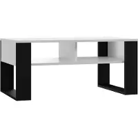 VBChome Table basse 90 x 58 x 50 cm Blanc - Noir Table basse Table de salon Table à thé Table d'appoint Table de canapé Salon moderne Bureau Blanc - Noir