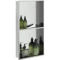 vidaXL Niche de douche argentée brossée 32x62x9 cm acier inoxydable