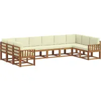 vidaXL Ensemble de salon de jardin, 10 pièces, couleurs naturelles et crème