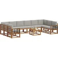 vidaXL Ensemble de canapés d'extérieur avec coussins 11 pièces Naturel et gris clair