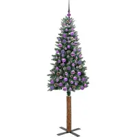 vidaXL Sapin de Noël mince avec 300 LED Vert et blanc 180 cm
