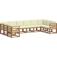 vidaXL Ensemble de salon de jardin, 10 pièces, couleurs naturelles et crème