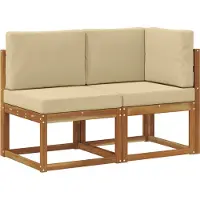 vidaXL Canapé d'angle et canapé moyen d'extérieur avec coussins 2 pièces Nature et Beige