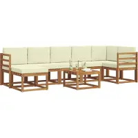 vidaXL Ensemble de salon de jardin 8 pièces, couleurs naturelles et crème