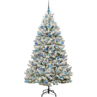 vidaXL Sapin de Noël artificiel Vert et blanc 180 cm PVC et métal
