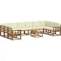 vidaXL Ensemble de canapés d'extérieur avec coussins 11 pièces Nature et Crème