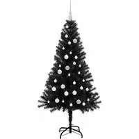vidaXL Sapin de Noël avec 150 LED avec support Noir 150 cm PVC
