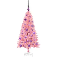 vidaXL Sapin de Noël avec 150 LED avec support Rose 120 cm PVC