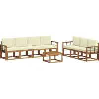 vidaXL Ensemble de salon de jardin 8 pièces, couleurs naturelles et crème