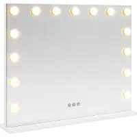 vidaXL Miroir de Coiffure LED Blanc 58 x 10 x 47 cm Verre et acier