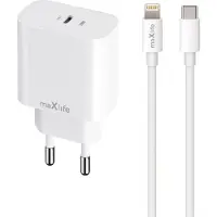 MaXlife chargeur secteur PD QC MXTC-06 1x USB-C 20W blanc + câble USB-C vers Lightning 20W