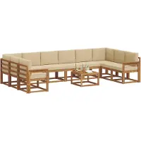 vidaXL Ensemble de canapés d'extérieur avec coussins 11 pièces Nature et Beige
