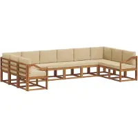 vidaXL Ensemble de salon de jardin 10 pièces, couleurs naturelles et beige