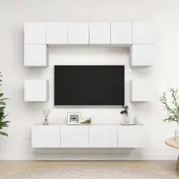 Prolenta Maison Exclusive - Ensemble de meubles TV 8 pièces, blanc, aggloméré