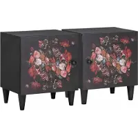 vidaXL Cabinet de chevet avec porte 2 pcs Noir 40 x 33 x 46 cm