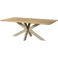 MASSIVMOEBEL24.DE MASSIVMOEBEL24 | Table à manger en bois de manguier 240x100x76 naturel laqué /Epoxy noir, support Spider argent mat EPOXY