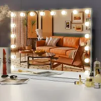 Vanitii Hollywood miroir de maquillage 80cm x 58cm avec éclairage 18 lampes à intensité variable 3 modes d'éclairage miroir de maquillage pour salle de bain coiffeuse blanc