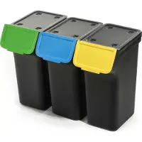 Kadax 3x poubelles 25 L Poubelles pour le tri des déchets Seau noir