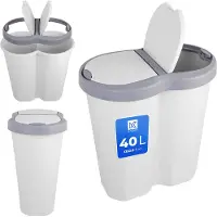 Kadax Set de poubelles pour le tri des déchets, poubelle ronde en plastique robuste, poubelle, trieur de déchets, collecteur de déchets, poubelle de tri des déchets