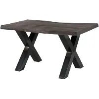 MASSIVMOEBEL24.DE MASSIVMOEBEL24 | Table à manger 160x90 en bois de manguier laqué gris taupe pieds en X anthracite brillant FREEFORM 5