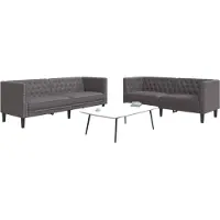 vidaXL Ensemble de canapé Chesterfield 2 pièces Gris Similicuir
