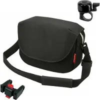 Rixen & Kaul Reisen-thel Sacoche de guidon Sacoche à bandoulière Funbag Noir avec adaptateur pour guidon et sonnette de vélo incluse