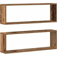 vidaXL Étagère murale avec étagère 2 pcs Bois ancien 80 x 15 x 26 cm