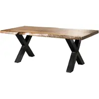 MASSIVMOEBEL24.DE MASSIVMOEBEL24 | Table à manger 180x90 en bois de manguier laqué naturel pieds en X anthracite brillant FREEFORM 5