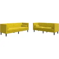 vidaXL Ensemble de canapé Chesterfield 2 pièces avec traversins Jaune velours