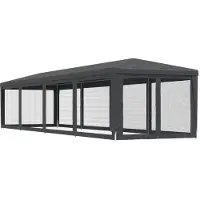 Syfax Tente de fête et 10 parois latérales en maille Anthracite 3x12m