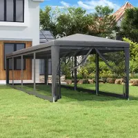 Prolenta Maison Exclusive - Chapiteau de réception avec 10 parois latérales en filet, anthracite, 3 x 12 m, HDPE