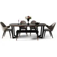 Xl Moebel Gmbh Luxe Table de salle à manger textile 4x chaises Tabouret Robuste 6pcs