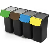 Kadax 4x poubelles 25 L Poubelles pour le tri sélectif Seau noir