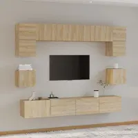 vidaXL Meuble 8 pcs. Set d'armoires TV Chêne Sonoma Matériau dérivé du bois - Armoires TV 3114416